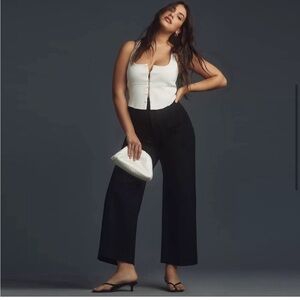 Anthropologie Maeve The Colette Cropped Wide-Leg Pants Minimalist Black Sz 32